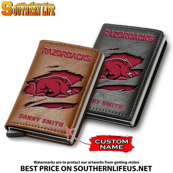 Arkansas Razorbacks NCAA Credit Card Holder Leather Wallet SPTCHLW054