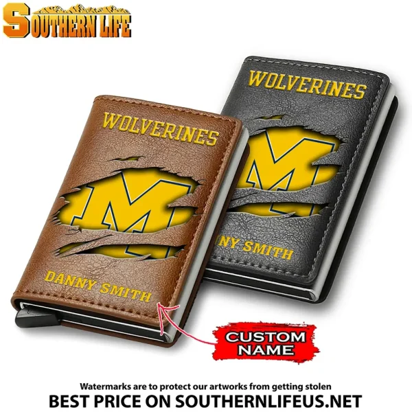 Michigan Wolverines NCAA Credit Card Holder Leather Wallet SPTCHLW058