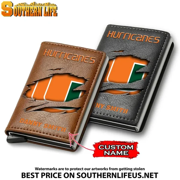 Miami Hurricanes NCAA Credit Card Holder Leather Wallet SPTCHLW060