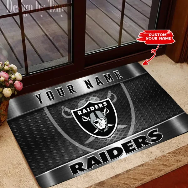 Las Vegas Raiders NFL Multicolor Doormat BGDMM839