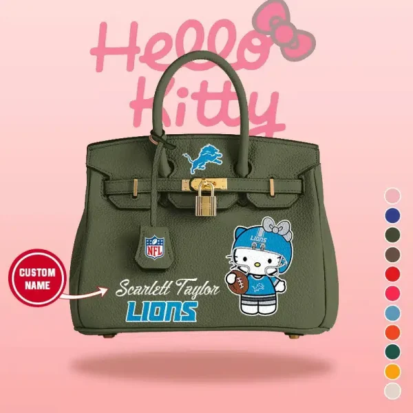 Detroit Lions x Hello Kitty Birkin Style Premium Leather Bag SPTBIRKINBAG003 - Image 4