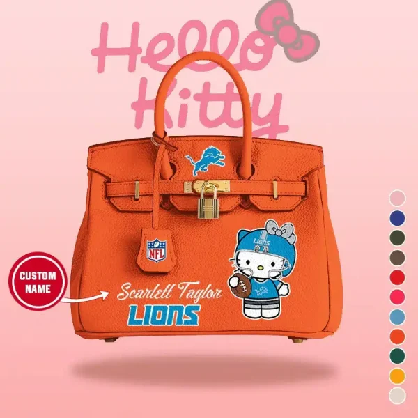 Detroit Lions x Hello Kitty Birkin Style Premium Leather Bag SPTBIRKINBAG003 - Image 5