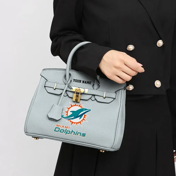 Miami Dolphins Birkin Style Premium Leather Bag SPTBIRKINBAG013