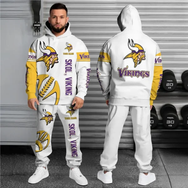 Minnesota Vikings Combo Hoodie And Long Sweatpants AZHD678 - Image 2