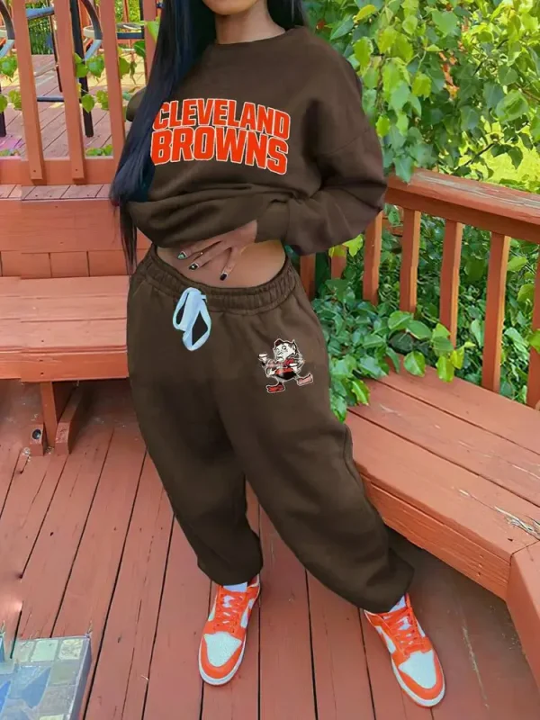 Cleveland Browns Drop Shoulder Sweatshirt and Sweatpants BGDSSW639