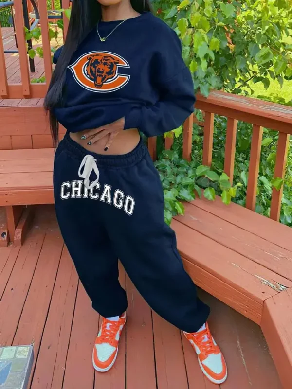 Chicago Bears Drop Shoulder Sweatshirt and Sweatpants BGDSSW641