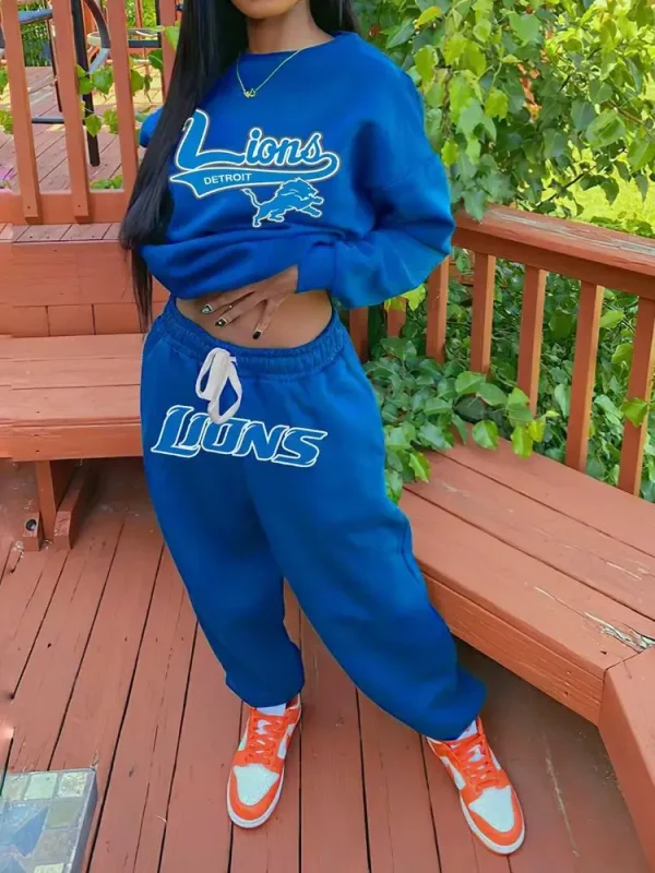 Detroit Lions Drop Shoulder Sweatshirt and Sweatpants BGDSSW642