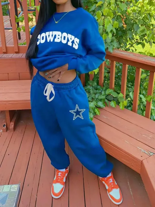 Dallas Cowboys Drop Shoulder Sweatshirt and Sweatpants BGDSSW645