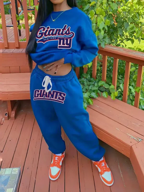 New York Giants Drop Shoulder Sweatshirt and Sweatpants BGDSSW649