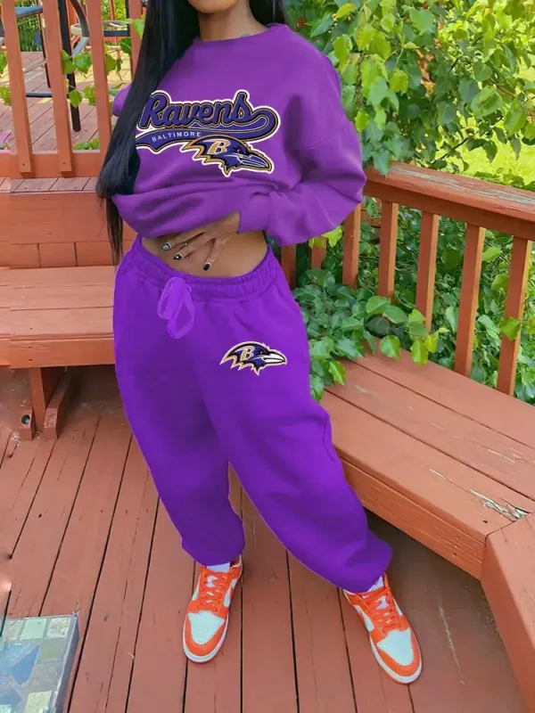 Baltimore Ravens Drop Shoulder Sweatshirt and Sweatpants BGDSSW656