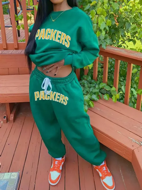 Green Bay Packers Drop Shoulder Sweatshirt and Sweatpants BGDSSW659