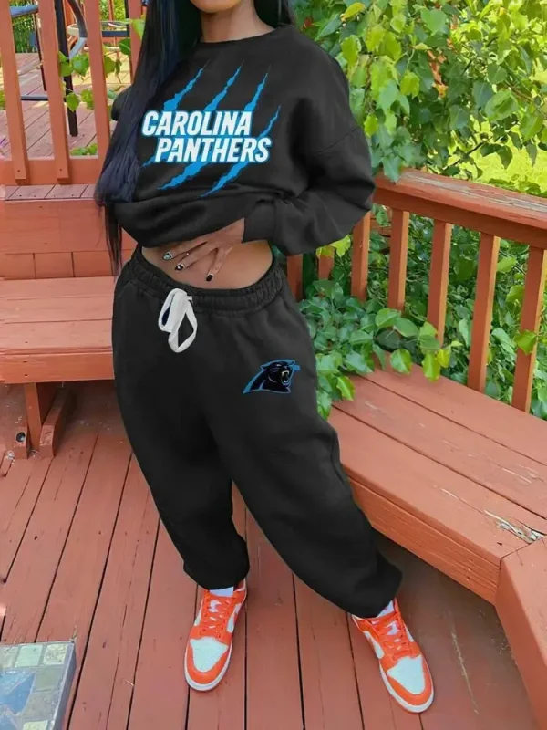 Carolina Panthers Drop Shoulder Sweatshirt and Sweatpants BGDSSW660