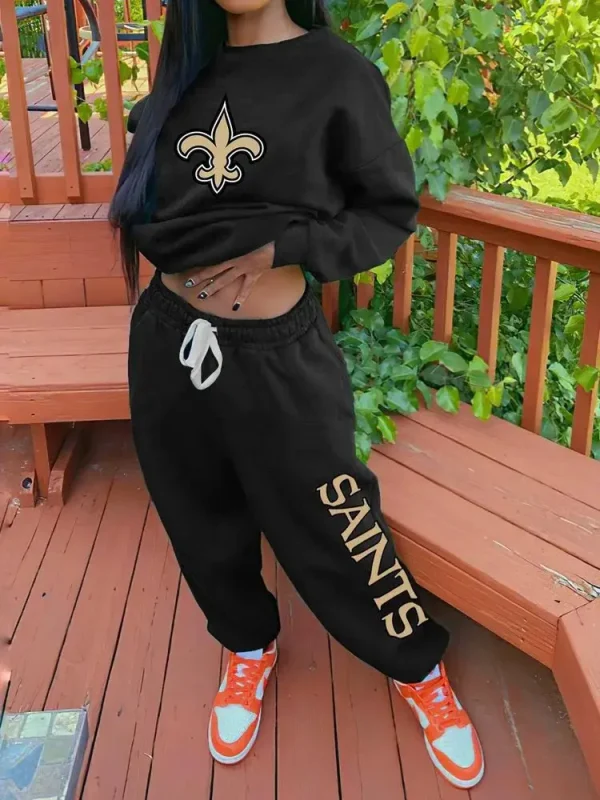 New Orleans Saints Drop Shoulder Sweatshirt and Sweatpants BGDSSW663