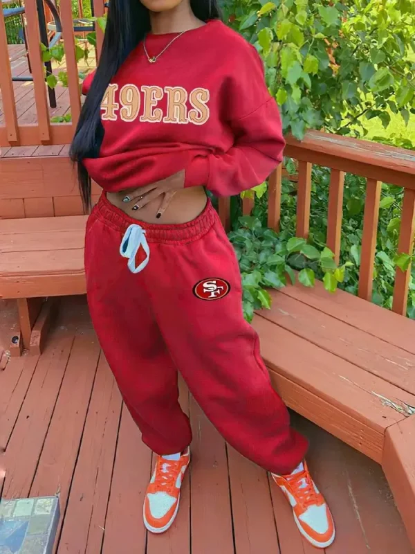 San Francisco 49ers Drop Shoulder Sweatshirt and Sweatpants BGDSSW668