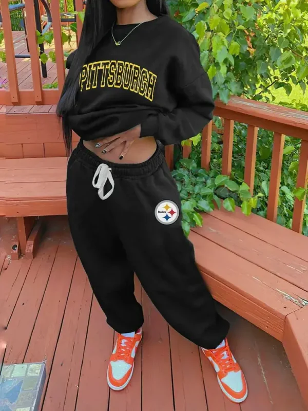 Pittsburgh Steelers Drop Shoulder Sweatshirt and Sweatpants BGDSSW669