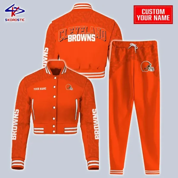 Cleveland Browns Combo Crop Varsity Jacket And Sweatpants SPTBBJACKET354