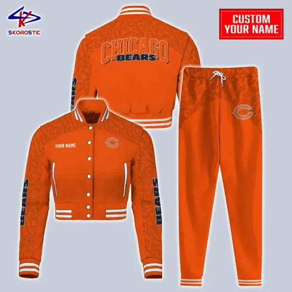 Chicago Bears Combo Crop Varsity Jacket And Sweatpants SPTBBJACKET355