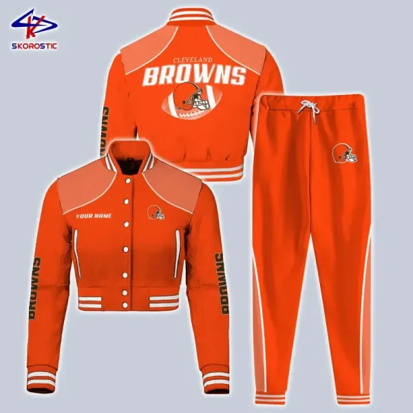 Cleveland Browns Combo Crop Varsity Jacket And Sweatpants SPTBBJACKET356