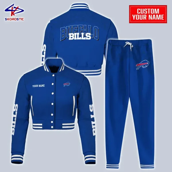 Buffalo Bills Combo Crop Varsity Jacket And Sweatpants SPTBBJACKET357