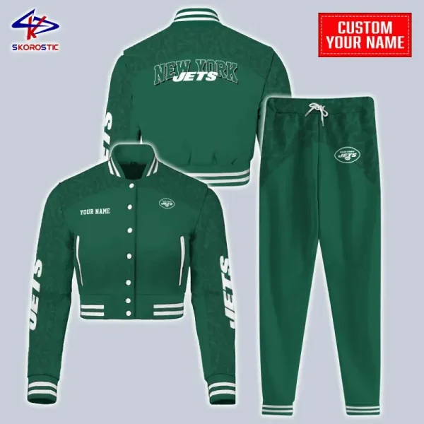 New York Jets Combo Crop Varsity Jacket And Sweatpants SPTBBJACKET358