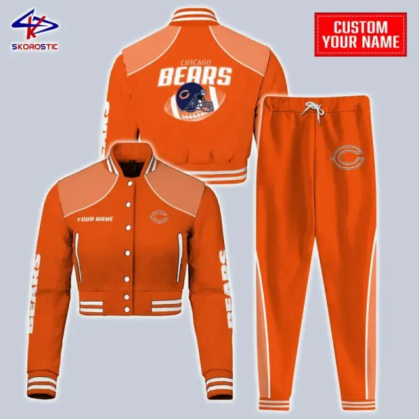 Chicago Bears Combo Crop Varsity Jacket And Sweatpants SPTBBJACKET359