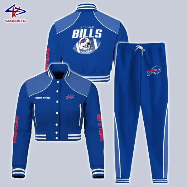 Buffalo Bills Combo Crop Varsity Jacket And Sweatpants SPTBBJACKET361