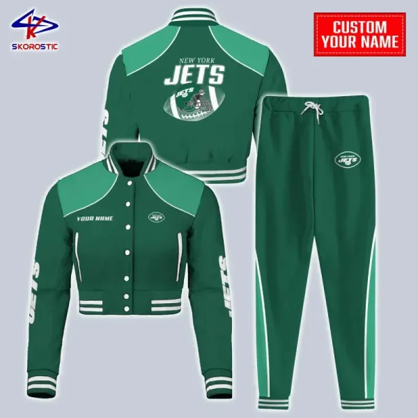 New York Jets Combo Crop Varsity Jacket And Sweatpants SPTBBJACKET362