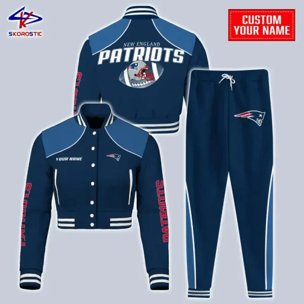 New England Patriots Combo Crop Varsity Jacket And Sweatpants SPTBBJACKET364