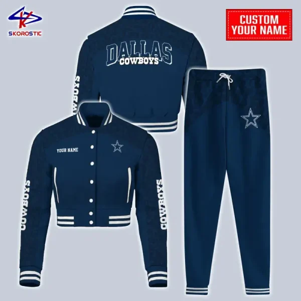 Dallas Cowboys Combo Crop Varsity Jacket And Sweatpants SPTBBJACKET365