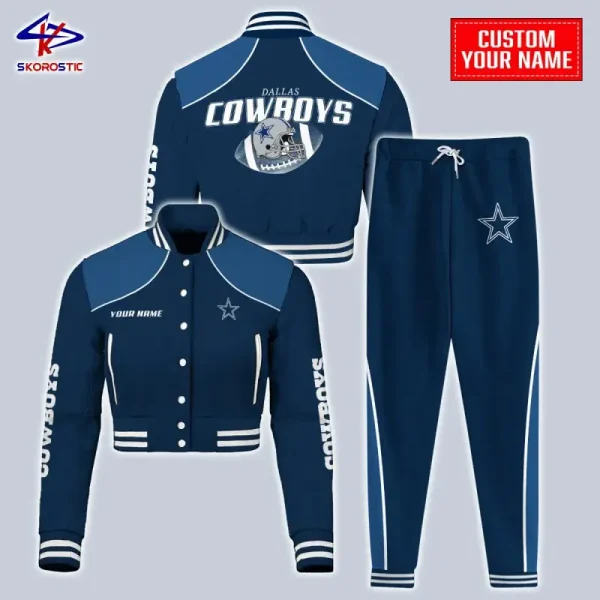 Dallas Cowboys Combo Crop Varsity Jacket And Sweatpants SPTBBJACKET369