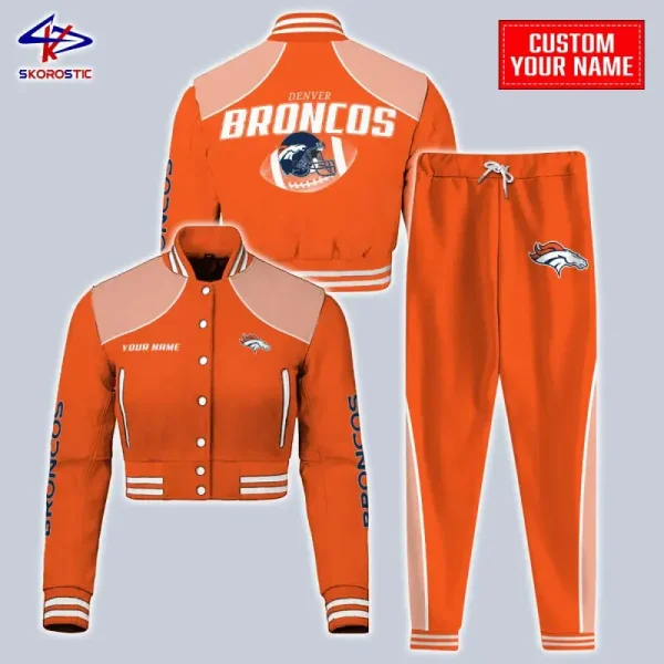 Denver Broncos Combo Crop Varsity Jacket And Sweatpants SPTBBJACKET370