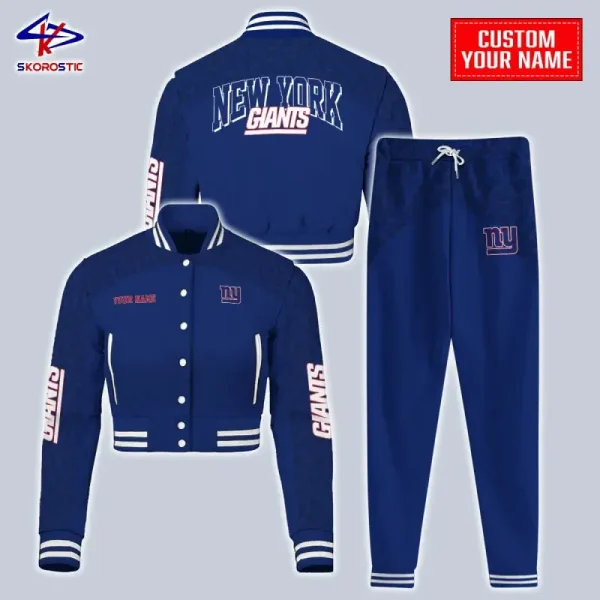 New York Giants Combo Crop Varsity Jacket And Sweatpants SPTBBJACKET374