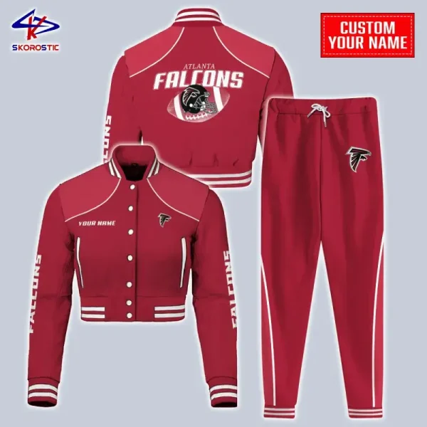 Atlanta Falcons Combo Crop Varsity Jacket And Sweatpants SPTBBJACKET375