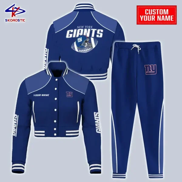 New York Giants Combo Crop Varsity Jacket And Sweatpants SPTBBJACKET376