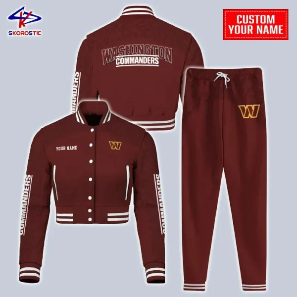 Washington Commanders Combo Crop Varsity Jacket And Sweatpants SPTBBJACKET377