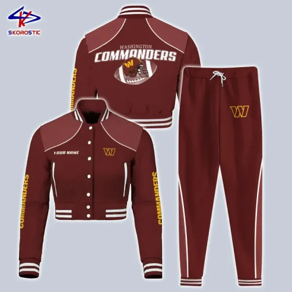 Washington Commanders Combo Crop Varsity Jacket And Sweatpants SPTBBJACKET378