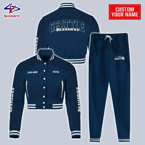 Seattle Seahawks Combo Crop Varsity Jacket And Sweatpants SPTBBJACKET380