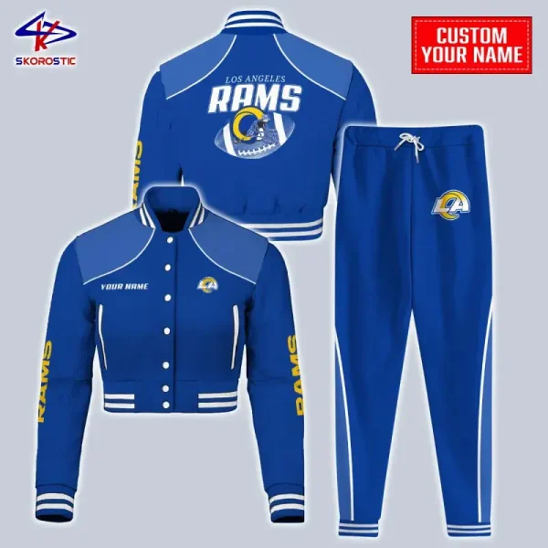 Los Angeles Rams Combo Crop Varsity Jacket And Sweatpants SPTBBJACKET383