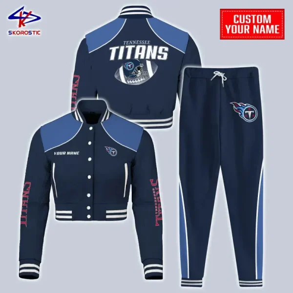 Tennessee Titans Combo Crop Varsity Jacket And Sweatpants SPTBBJACKET386