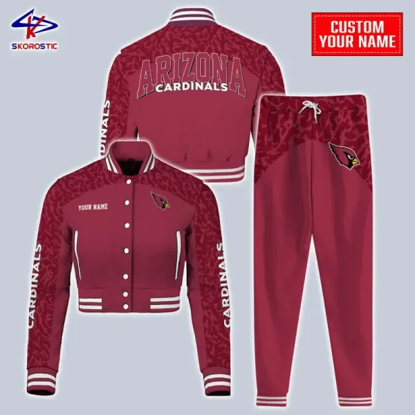 Arizona Cardinals Combo Crop Varsity Jacket And Sweatpants SPTBBJACKET387