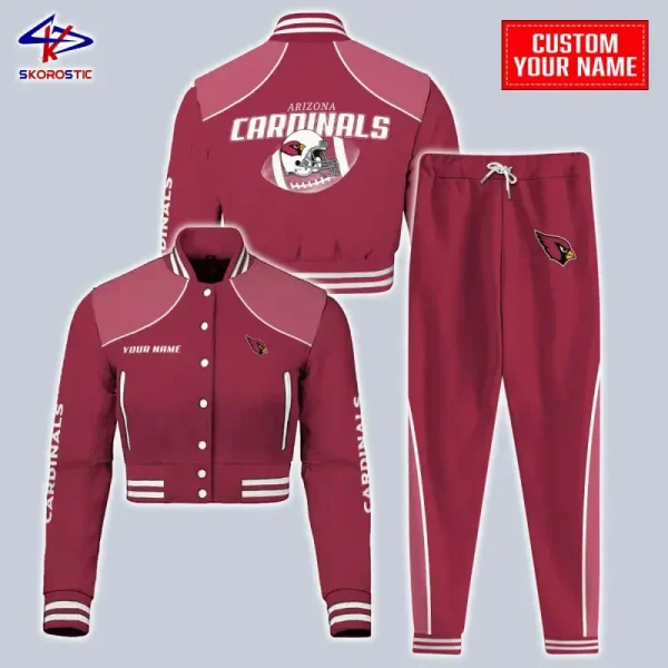 Arizona Cardinals Combo Crop Varsity Jacket And Sweatpants SPTBBJACKET392