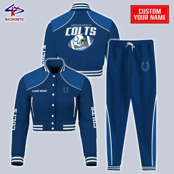 Indianapolis Colts Combo Crop Varsity Jacket And Sweatpants SPTBBJACKET403