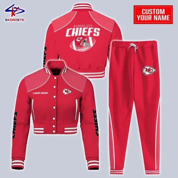 Kansas City Chiefs Combo Crop Varsity Jacket And Sweatpants SPTBBJACKET404