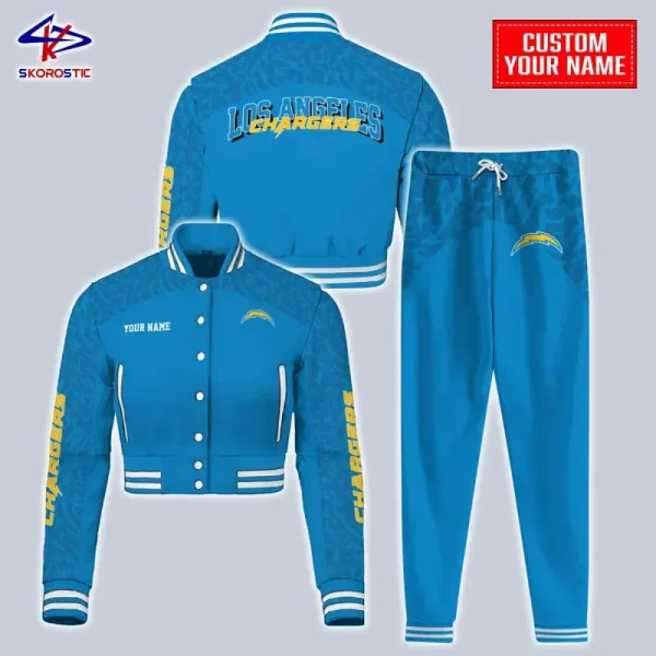 Los Angeles Chargers Combo Crop Varsity Jacket And Sweatpants SPTBBJACKET413