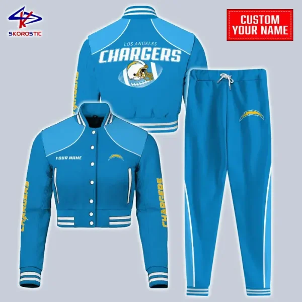 Los Angeles Chargers Combo Crop Varsity Jacket And Sweatpants SPTBBJACKET416