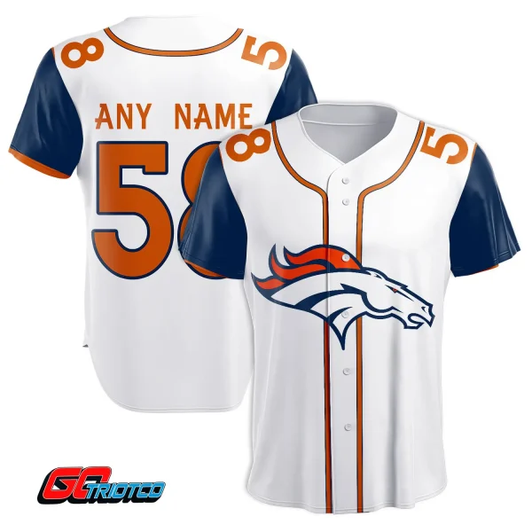 Denver Broncos | Away Print Baseball Jerseys