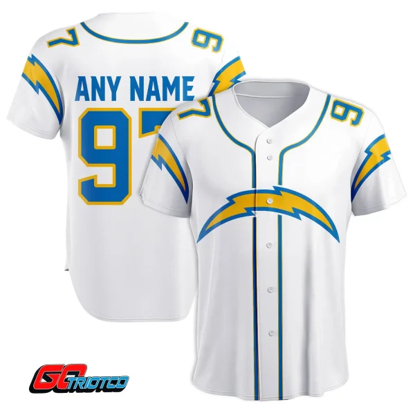 Los Angeles Chargers | Away Print Baseball Jerseys