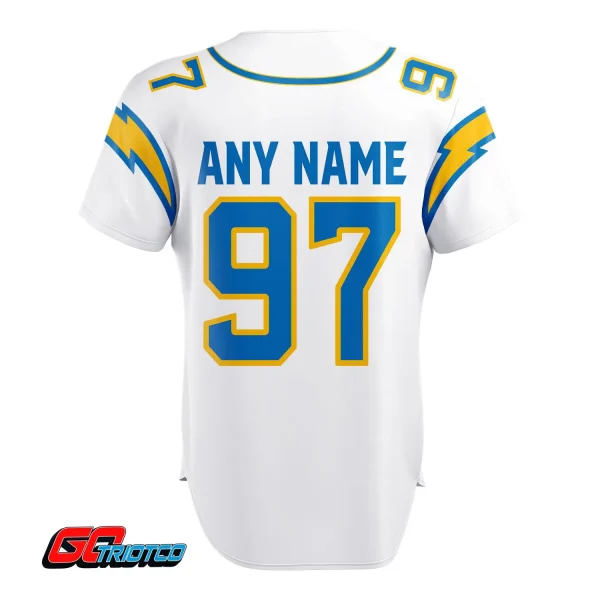 Los Angeles Chargers | Away Print Baseball Jerseys - Image 3