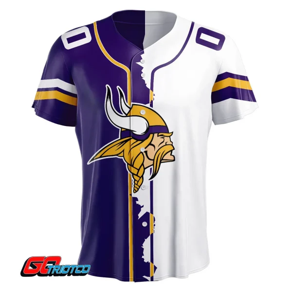 Minnesota Vikings | Home Mix Away Print Baseball Jerseys - Image 2