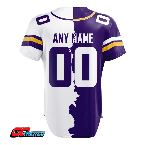 Minnesota Vikings | Home Mix Away Print Baseball Jerseys - Image 3